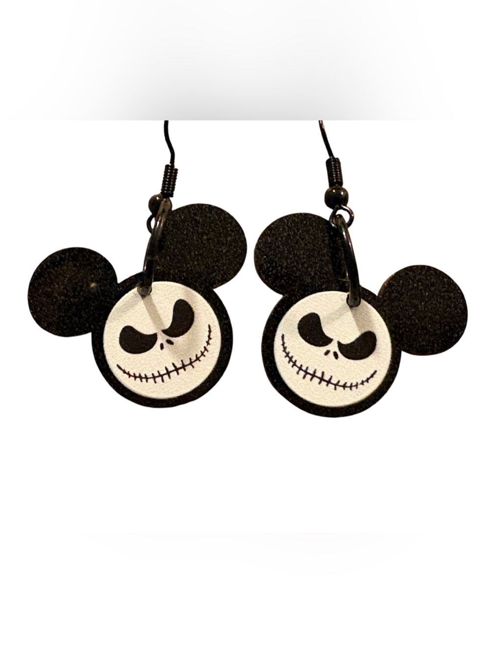 Black Jack Skellington Mickey-Style Earrings